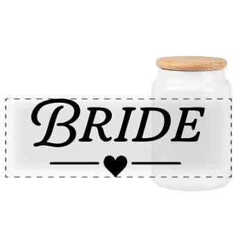 Bridal / Classic Design - Panoramic Cookie Jar with Wooden Lid - white - Front