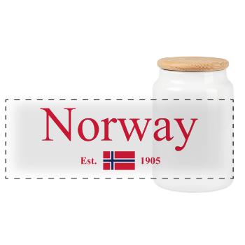 Norway - Norge - Norwegen - Flagge - Skandinavien - Panorama Keksdose mit Holzdeckel - Weiß - Vorne