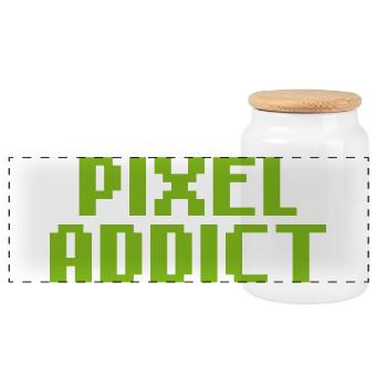 Pixel Addict geek retro gaming - Panoramic Cookie Jar with Wooden Lid - white - Front
