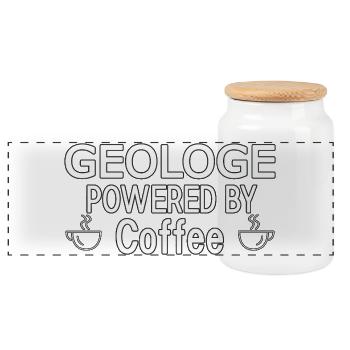 Geologist Powered By Coffee Geology - Panoramic Cookie Jar with Wooden Lid - white - Front