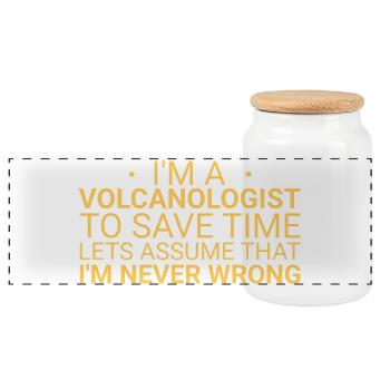 Volcanologist Never Wrong Volcanology - Panorama Keksdose mit Holzdeckel - Weiß - Vorne