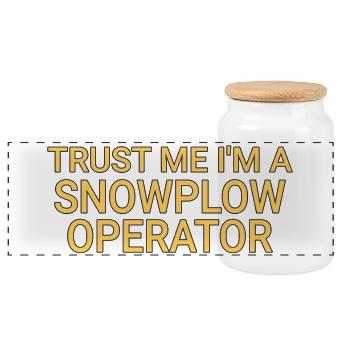 Snowplow Operator Trust Me Schneepflugfahrer - Panorama Keksdose mit Holzdeckel - Weiß - Vorne