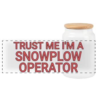 Snowplow Operator Trust Me Schneepflugfahrer - Panorama Keksdose mit Holzdeckel - Weiß - Vorne