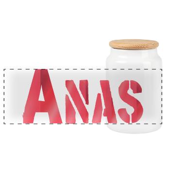 Ana's Name Red text - Panoramic Cookie Jar with Wooden Lid - white - Front
