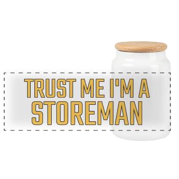 Storeman, Faites-moi confiance - Boîte à biscuits avec couvercle en bois - blanc - Devant