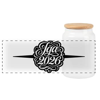 Jga 2026 Bachelor Party - Panoramic Cookie Jar with Wooden Lid - white - Front
