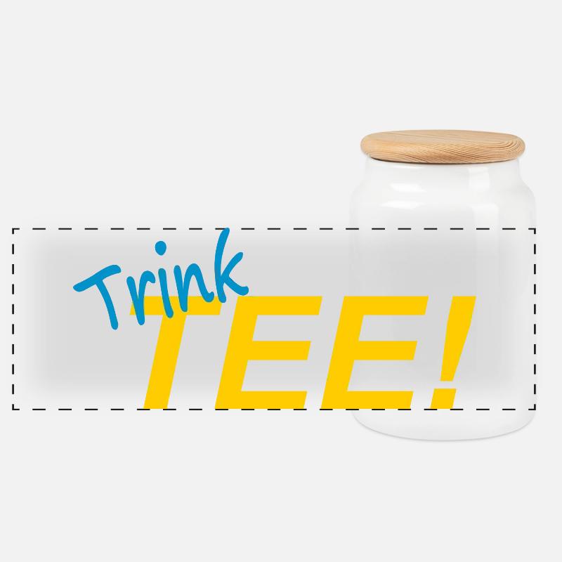TRINK TEE! - Panorama Keksdose mit Holzdeckel - Weiß