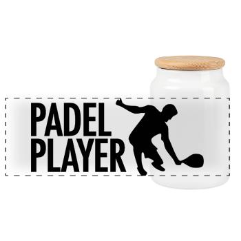 Padel Joueur de Tennis Sport - Boîte à biscuits avec couvercle en bois - blanc - Devant
