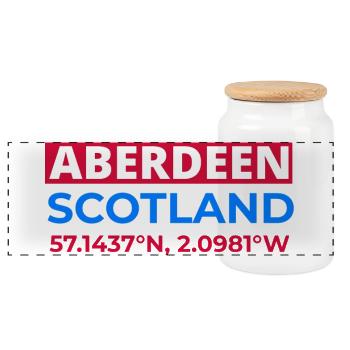Aberdeen Schottland Koordinaten - Panorama Keksdose mit Holzdeckel - Weiß - Vorne