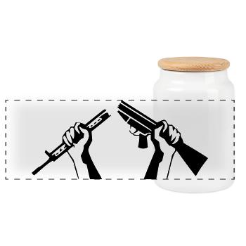 Broken Rifle - Symbol of Peace - Panoramic Cookie Jar with Wooden Lid - white - Front