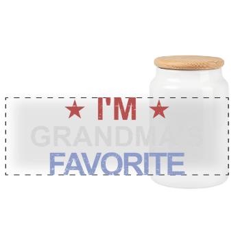Favorite Grandchild Funny I'm Grandma's Favorite - Panoramic Cookie Jar with Wooden Lid - white - Front