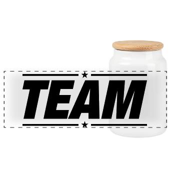 Team Mannschaft - Boîte à biscuits avec couvercle en bois - blanc - Devant