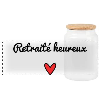 RETRAITE. RETRAITEE. COEUR. BONNE RETRAITE - Boîte à biscuits avec couvercle en bois - blanc - Devant