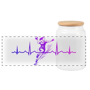 Un design intemporel pour femmes en handball simple - Boîte à biscuits avec couvercle en bois - blanc - Devant