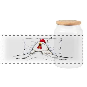 Poulet endormi – Motif câlin d’animaux mignons - Boîte à biscuits avec couvercle en bois - blanc - Devant