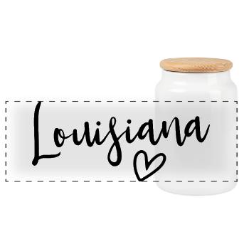 Louisiana Heart Women's Love Louisiana - Panorama Keksdose mit Holzdeckel - Weiß - Vorne