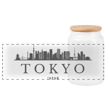 Tokio, Japan, Skyline von Tokio - Panorama Keksdose mit Holzdeckel - Weiß - Vorne