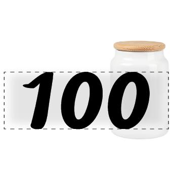 100. 100 JAHRE. 100-JÄHRIGES JUBILÄUM. GEBURTSTAG 100 - Panorama Keksdose mit Holzdeckel - Weiß - Vorne