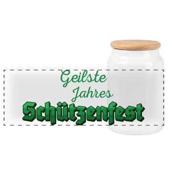 Geilste Zeit des Jahres Schützenfest / Schützen - Panorama Keksdose mit Holzdeckel - Weiß - Vorne