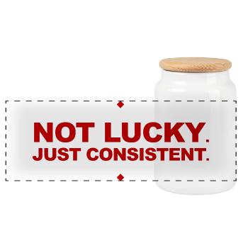 Motivational Gym Slogan - Panoramic Cookie Jar with Wooden Lid - white - Front