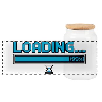 Pixel charge bar with hourglass - Panoramic Cookie Jar with Wooden Lid - white - Front