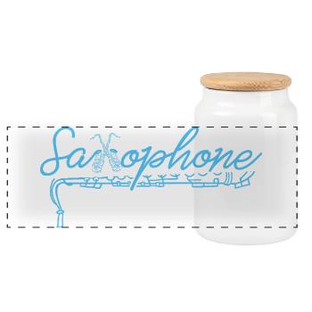 Écriture jazz en art de mots au saxophone - Boîte à biscuits avec couvercle en bois - blanc - Devant