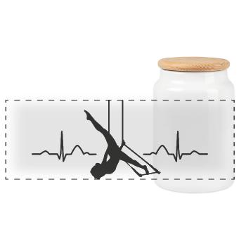 Aerialist Hearbeat EKG Cloud Swing Trapez - Panorama Keksdose mit Holzdeckel - Weiß - Vorne