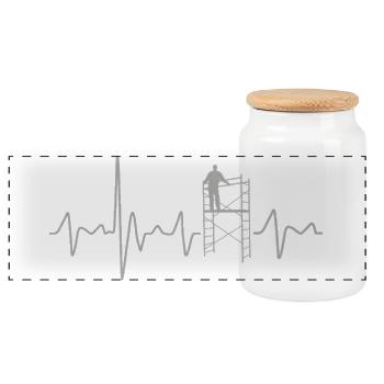 Gerüstbauer Heartbeat Retro Gerüst für Handwerker - Panorama Keksdose mit Holzdeckel - Weiß - Vorne