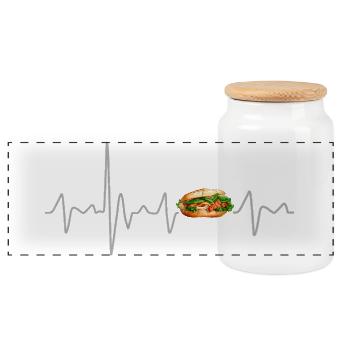 Banh Mi mit Heartbeat Baguette Vietnam Souvenir - Panorama Keksdose mit Holzdeckel - Weiß - Vorne