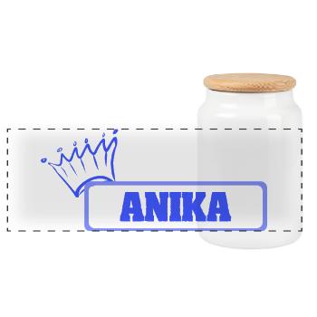 Daughter Anika - Panoramic Cookie Jar with Wooden Lid - white - Front