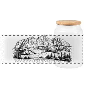 Silhouette Wilder Kaiser | Kaisergebirge Design | - Boîte à biscuits avec couvercle en bois - blanc - Devant