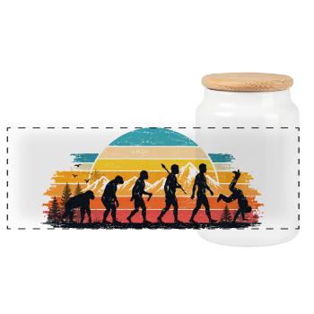 Handstand Breakdance Gift for Gymnast - Panoramic Cookie Jar with Wooden Lid - white - Front