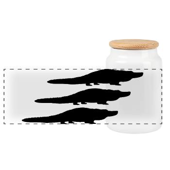 Alligator Silhouettes - Panoramic Cookie Jar with Wooden Lid - white - Front