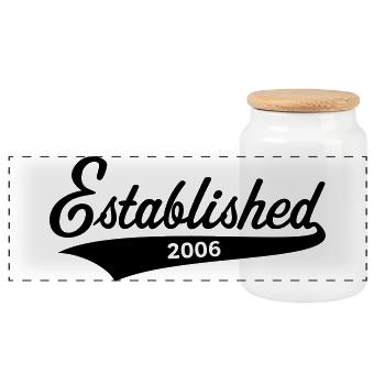 Established 2006 (Geburtsjahr, Geburtstag / Black) - Panorama Keksdose mit Holzdeckel - Weiß - Vorne