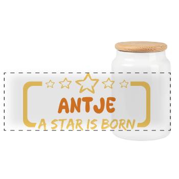 Saying Antje - Panoramic Cookie Jar with Wooden Lid - white - Front