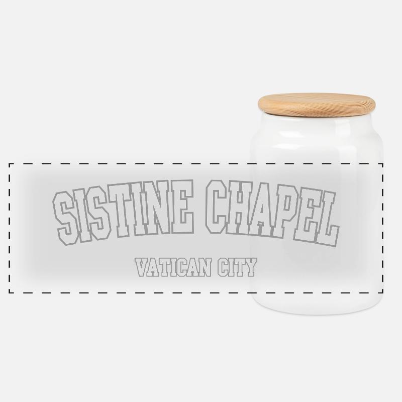 Chapelle Sixtine Cité du Vatican Typographie - Boîte à biscuits avec couvercle en bois - blanc