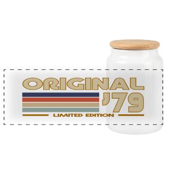 Rétro vintage 1979 - Boîte à biscuits avec couvercle en bois - blanc - Devant