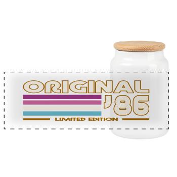 Retro 1986 Stripes Vintage 80s - Boîte à biscuits avec couvercle en bois - blanc - Devant