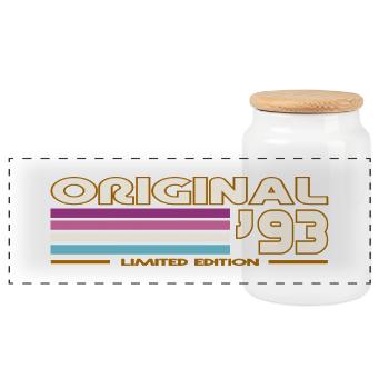 1993 - Panoramic Cookie Jar with Wooden Lid - white - Front