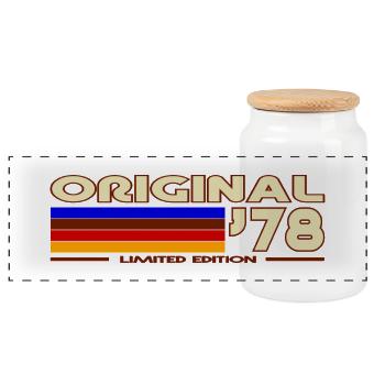 Original 78 Retro Rainbow - Panoramic Cookie Jar with Wooden Lid - white - Front