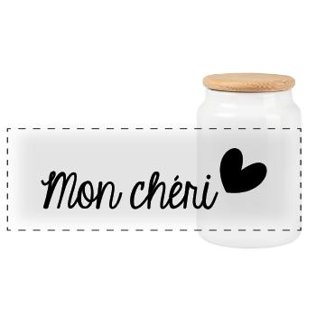 SAINT VALENTIN. EVJF. JE T'AIME. I LOVE YOU. AMOUR - Boîte à biscuits avec couvercle en bois - blanc - Devant