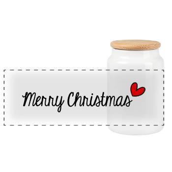 CHRISTMAS. MERRY CHRISTMAS. MERRY CHRISTMAS. SANTA CLAUS - Panoramic Cookie Jar with Wooden Lid - white - Front