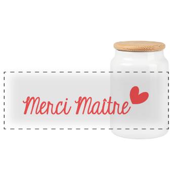 MERCI. MERCI MAÎTRE. CADEAU MAÎTRE. VACANCES. ÉTÉ. - Boîte à biscuits avec couvercle en bois - blanc - Devant