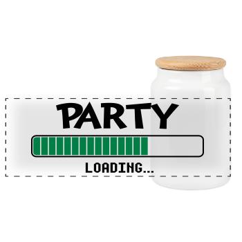 Party loading loading bar - Panoramic Cookie Jar with Wooden Lid - white - Front