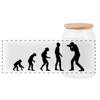 Evolution Fotograf - Panorama Keksdose mit Holzdeckel - Weiß - Vorne