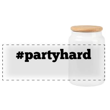 Party hard - feiern Junggesellen # Logoi - Panorama Keksdose mit Holzdeckel - Weiß - Vorne