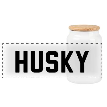 Husky - Panoramic Cookie Jar with Wooden Lid - white - Front