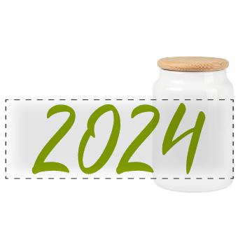 2024 Silvester Neujahr grün - Panorama Keksdose mit Holzdeckel - Weiß - Vorne
