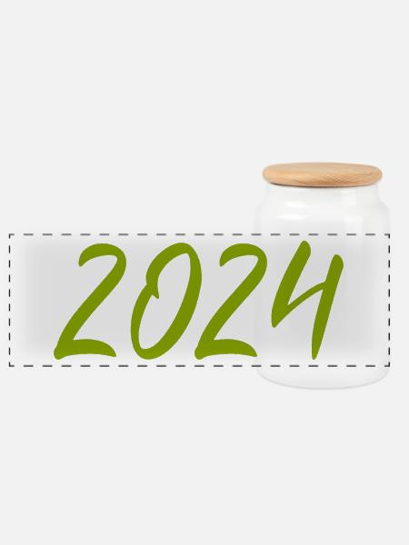 2024 Silvester Neujahr grün - Panorama Keksdose mit Holzdeckel - Weiß