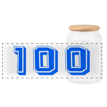 100 YEARS. 100th ANNIVERSARY. ANNIVERSARY 100 YEARS. - Panoramic Cookie Jar with Wooden Lid - white - Front